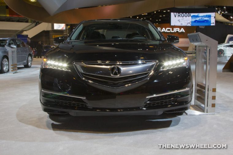 2017 Acura TLX black sedan car on display Chicago Auto Show