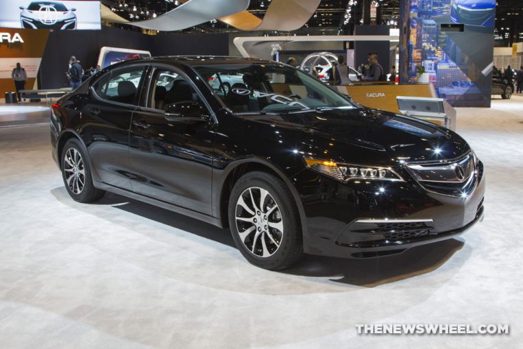 2017 Acura TLX black sedan car on display Chicago Auto Show