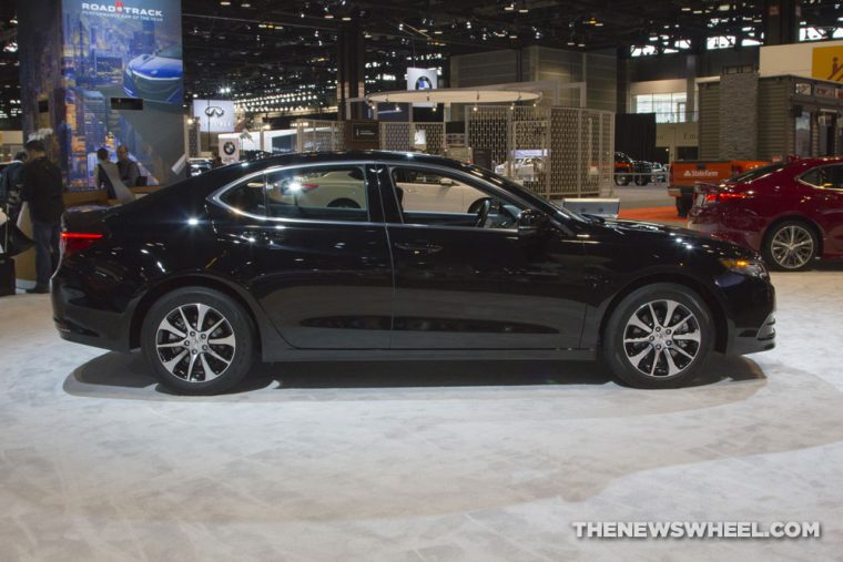 2017 Acura TLX black sedan car on display Chicago Auto Show