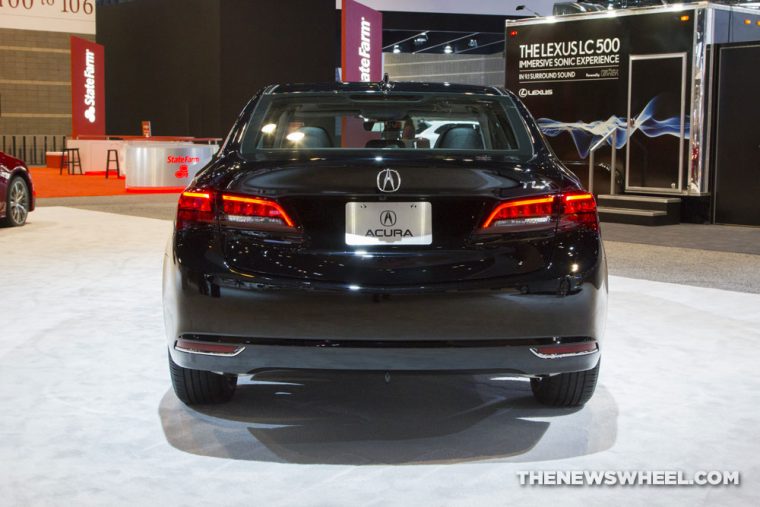 2017 Acura TLX black sedan car on display Chicago Auto Show