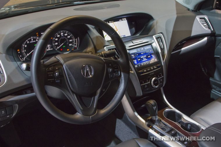 2017 Acura TLX black sedan car on display Chicago Auto Show