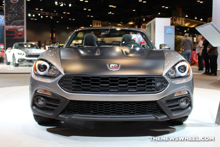 2017 Fiat 124 Spider Abarth gray convertible car on display Chicago Auto Show