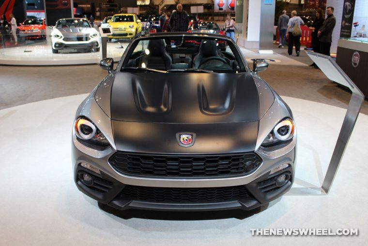 2017 Fiat 124 Spider Abarth gray convertible car on display Chicago Auto Show