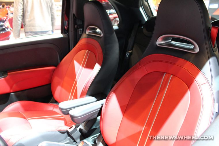 2017 Fiat 500 Abarth black sedan car on display Chicago Auto Show