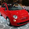 2017 Fiat 500 Cabrio red sedan car on display Chicago Auto Show