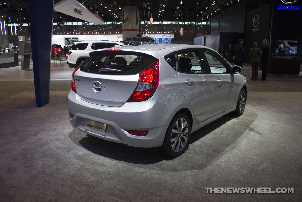 2017 Hyundai Accent Silver hatchback compact car at Chicago Auto Show 