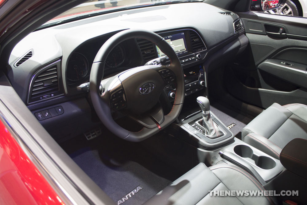 2017 Hyundai Elantra Sport red sedan at Chicago Auto Show