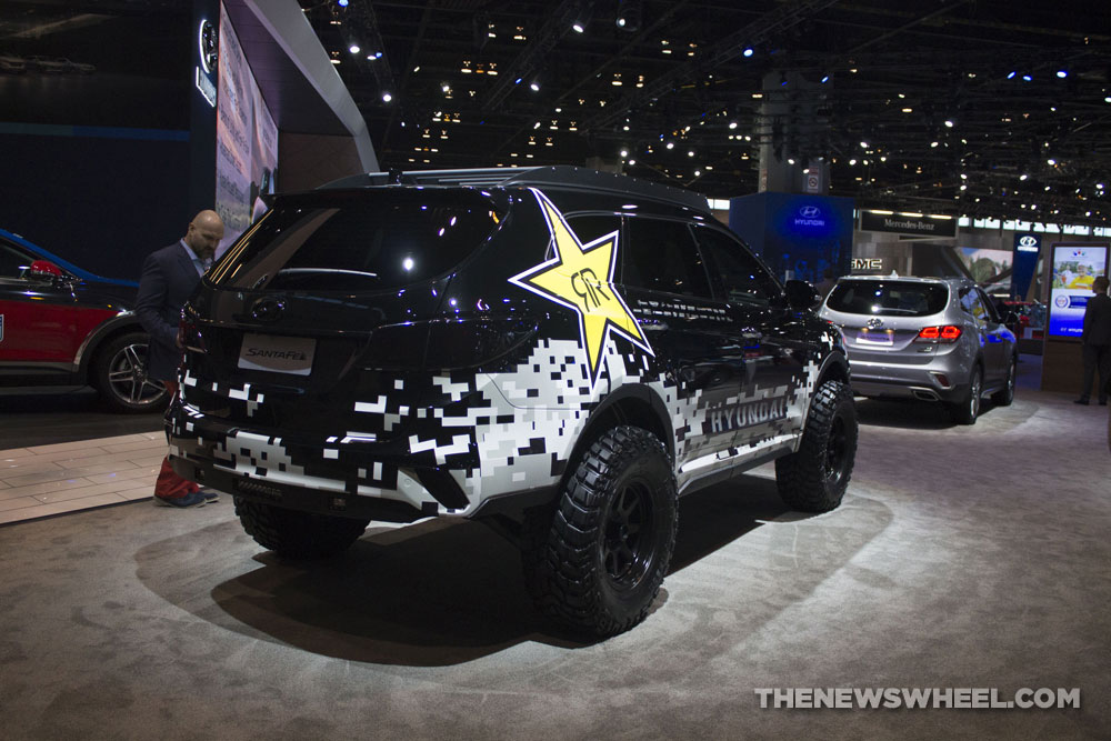 2017 Hyundai Santa Fe Rockstar Concept SUV black custom design at Chicago Auto Show