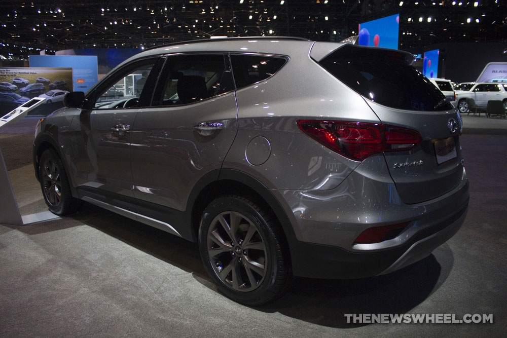 2017 Hyundai Santa Fe Sport crossover silver SUV display Chicago Auto Show