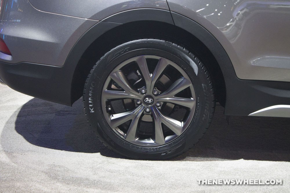 2017 Hyundai Santa Fe Sport crossover silver SUV display Chicago Auto Show