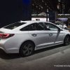 2017 Hyundai Sonata Hybrid Limited white electric car display Chicago Auto Show exterior