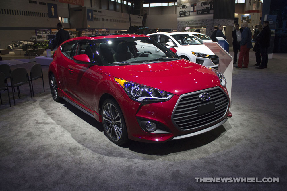 2017 Hyundai Veloster Turbo red car body Chicago Auto Show