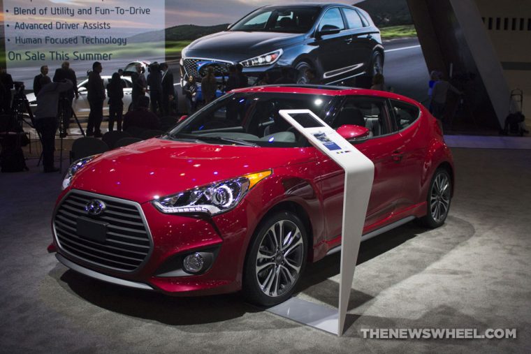 2017 Hyundai Veloster Turbo red car body Chicago Auto Show