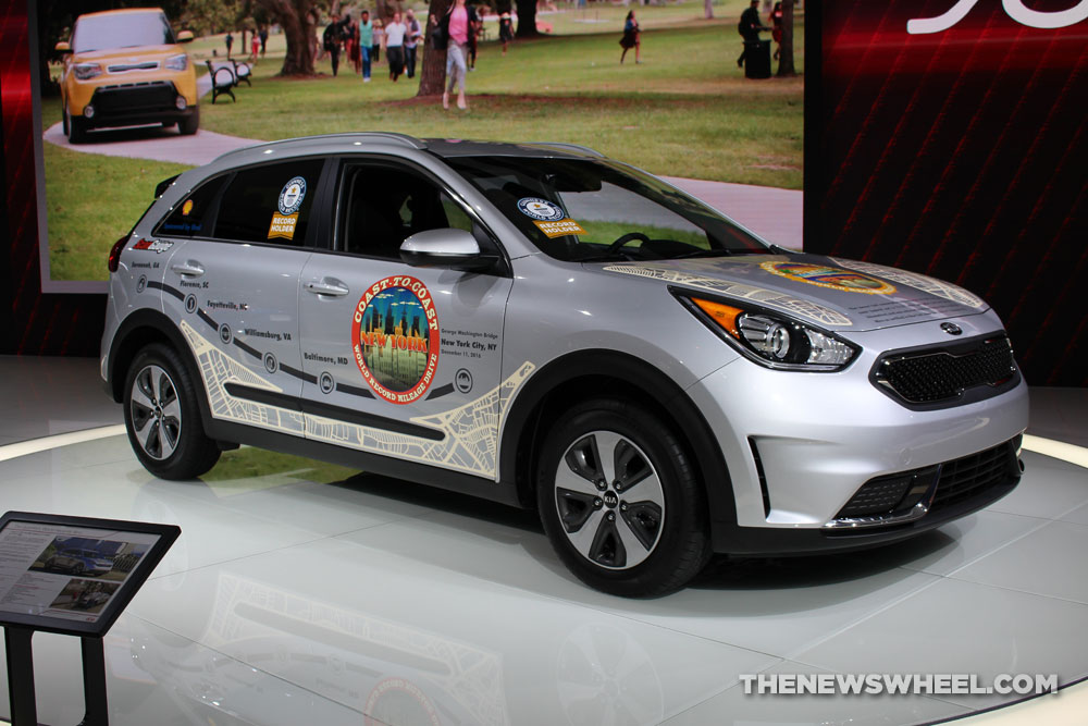 2017 Kia Niro Guinness World Record silver SUV on display Chicago Auto Show