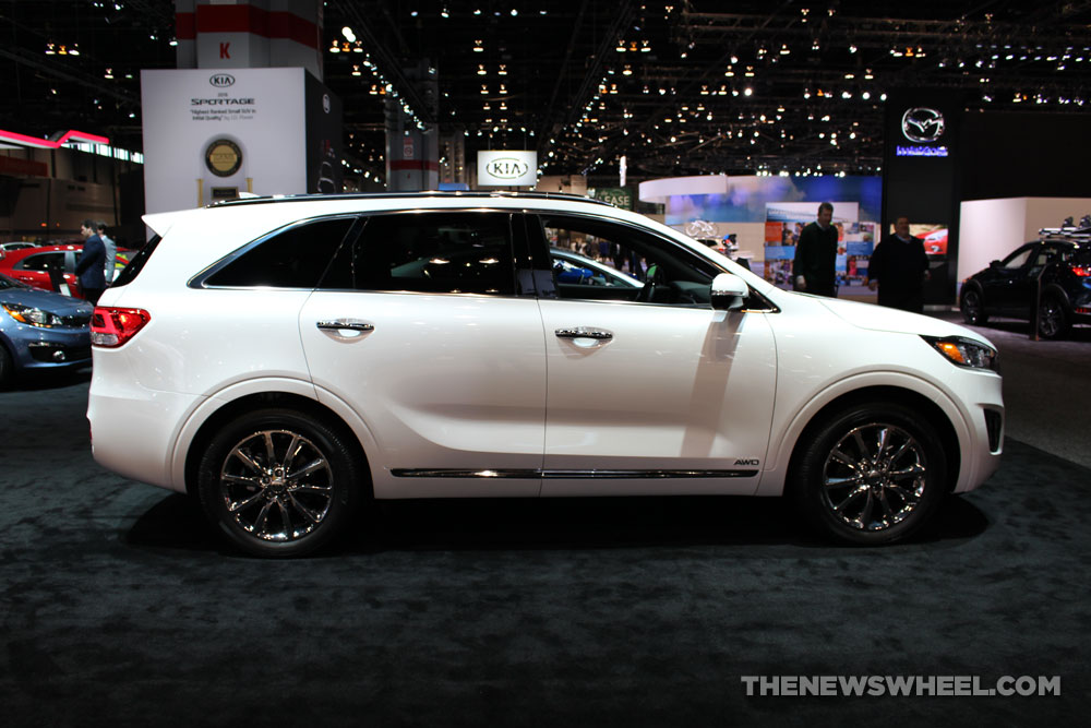 2017 Kia Sorento white SUV on display Chicago Auto Show