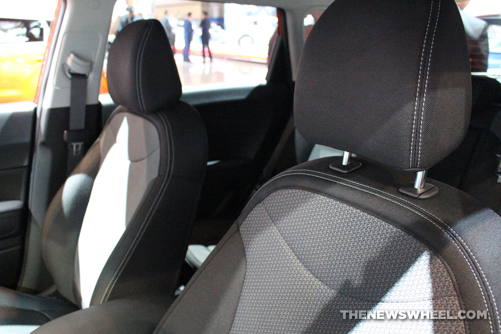 2017 Kia Soul red sedan car on display Chicago Auto Show