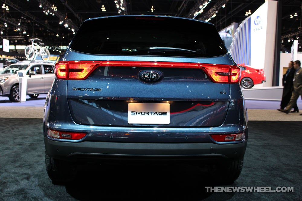 2017 Kia Sportage blue SUV on display Chicago Auto Show