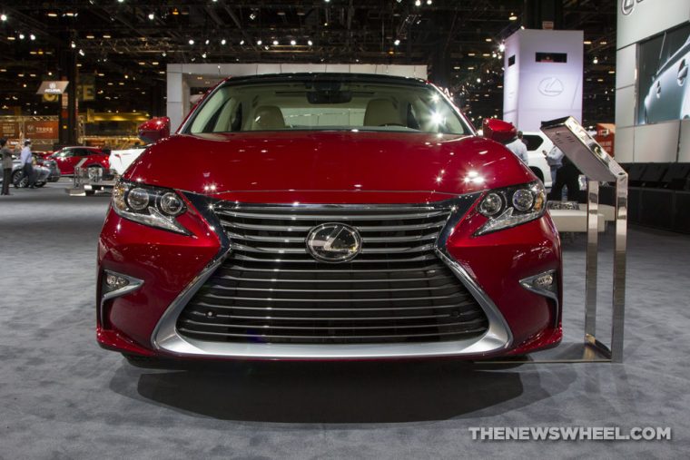 2017 Lexus ES 300 red sedan car on display Chicago Auto Show