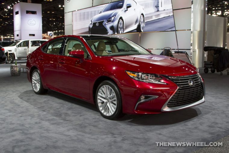 2017 Lexus ES 300 red sedan car on display Chicago Auto Show