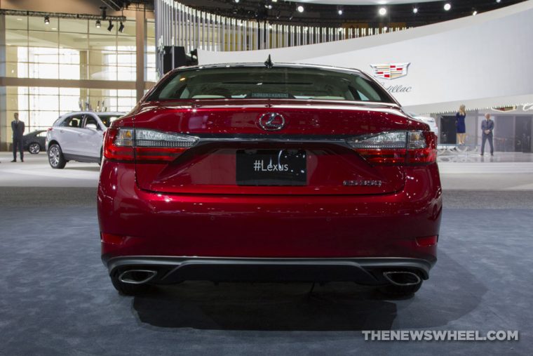 2017 Lexus ES 300 red sedan car on display Chicago Auto Show