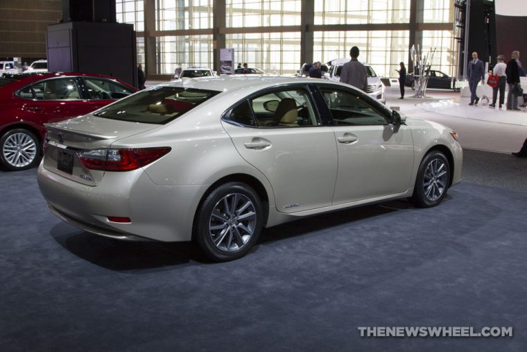 2017 Lexus ES 300h gold sedan car on display Chicago Auto Show