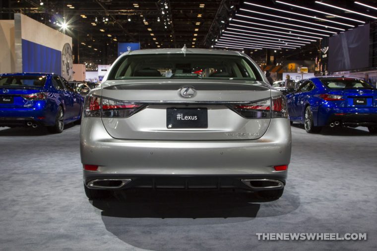 2017 Lexus GS 350 silver sedan car on display Chicago Auto Show