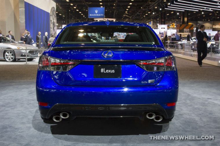 2017 Lexus GS F blue sedan car on display Chicago Auto Show