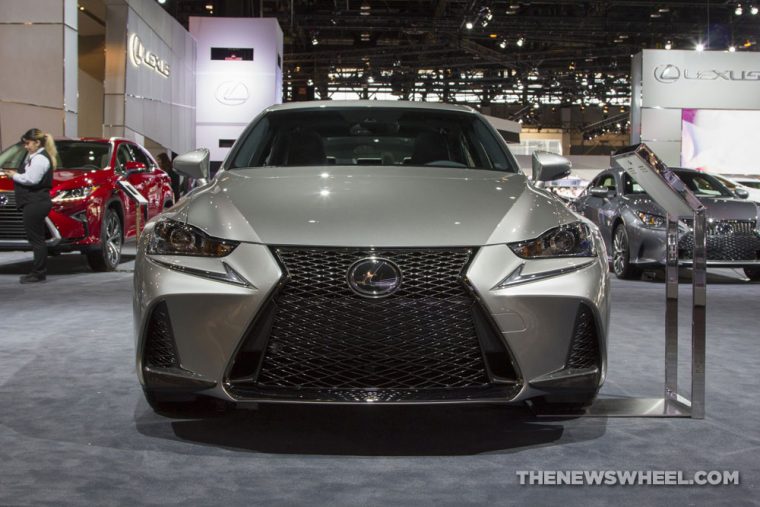 2017 Lexus IS 350 F Sport silver sedan car on display Chicago Auto Show