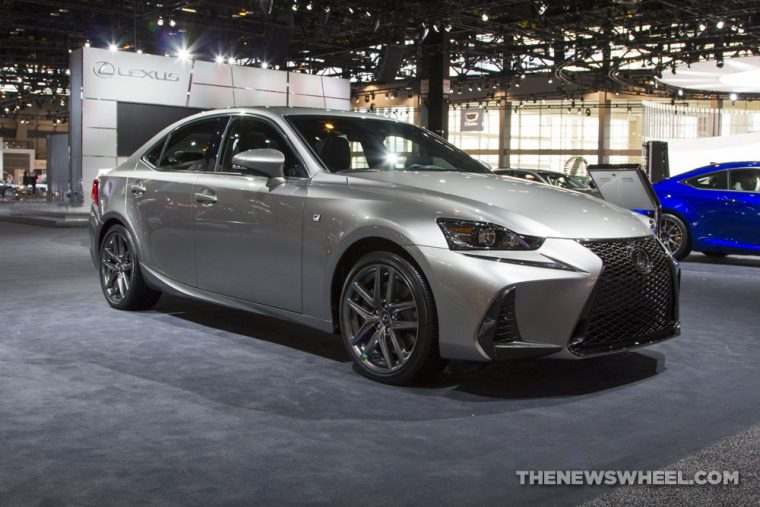 2017 Lexus IS 350 F Sport silver sedan car on display Chicago Auto Show