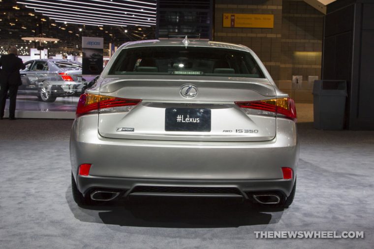 2017 Lexus IS 350 F Sport silver sedan car on display Chicago Auto Show