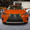 2017 Lexus IS Sriracha orange sedan car on display Chicago Auto Show