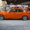 2017 Lexus IS Sriracha orange sedan car on display Chicago Auto Show