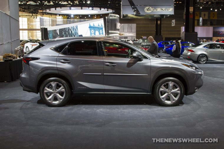 2017 Lexus NX 300h silver SUV on display Chicago Auto Show