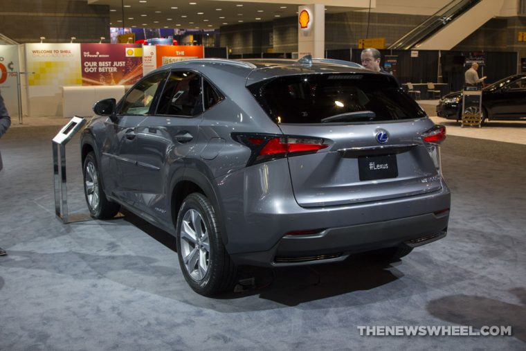 2017 Lexus NX 300h silver SUV on display Chicago Auto Show