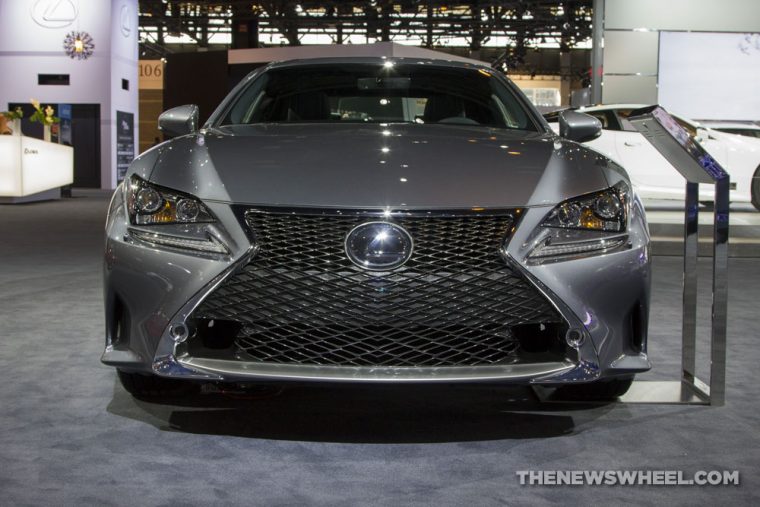 2017 Lexus RC 350 F Sport silver coupe car on display Chicago Auto Show