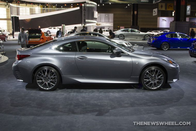 2017 Lexus RC 350 F Sport silver coupe car on display Chicago Auto Show