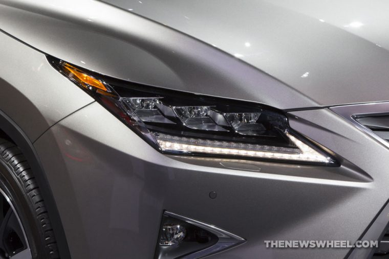 2017 Lexus RX 350 silver SUV on display Chicago Auto Show