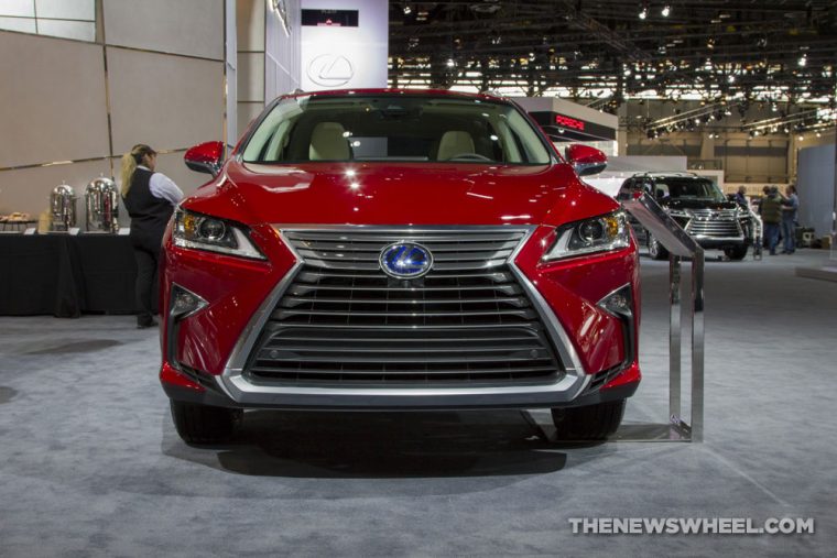 2017 Lexus RX 450h red SUV on display Chicago Auto Show