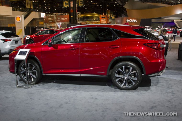 2017 Lexus RX 450h red SUV on display Chicago Auto Show