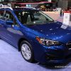 2017 Subaru Impreza 2.0i Premium blue hatchback car on display Chicago Auto Show