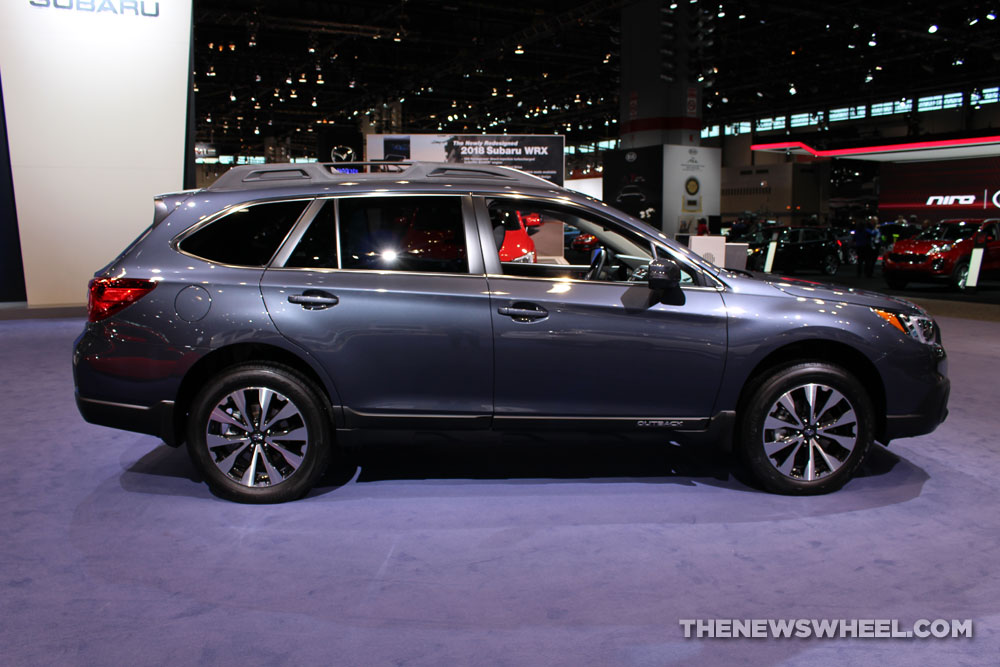 2017 Subaru Outback Limited gray SUV on display Chicago Auto Show