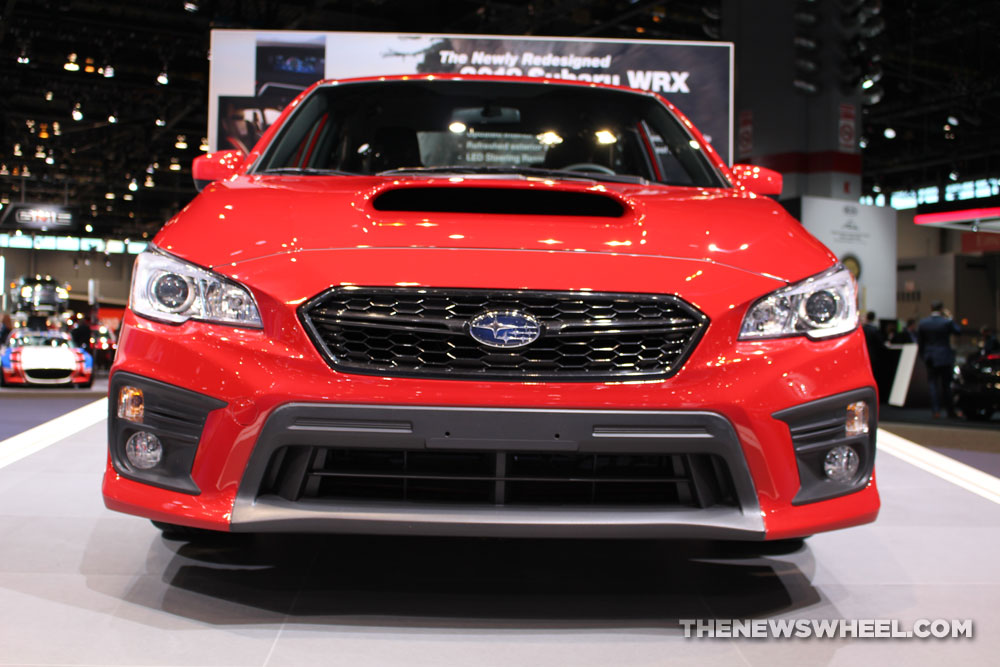 2017 Subaru WRX red sedan car on display Chicago Auto Show