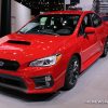 2017 Subaru WRX red sedan car on display Chicago Auto Show