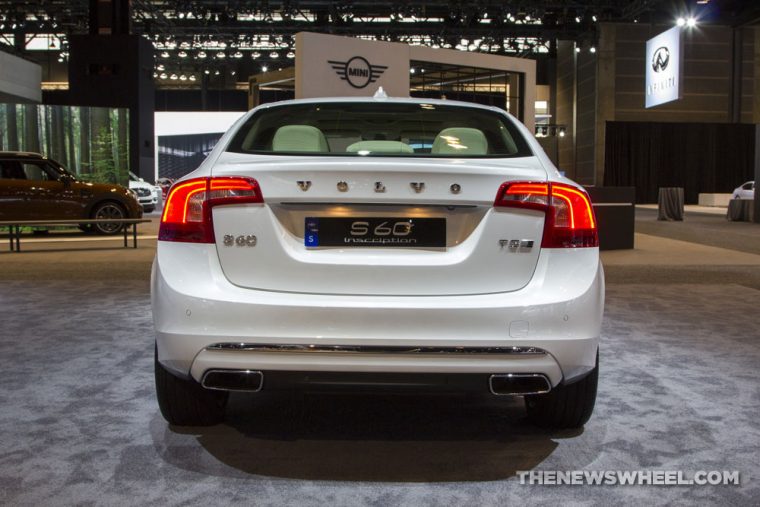 2017 Volvo S60 white sedan car on display Chicago Auto Show