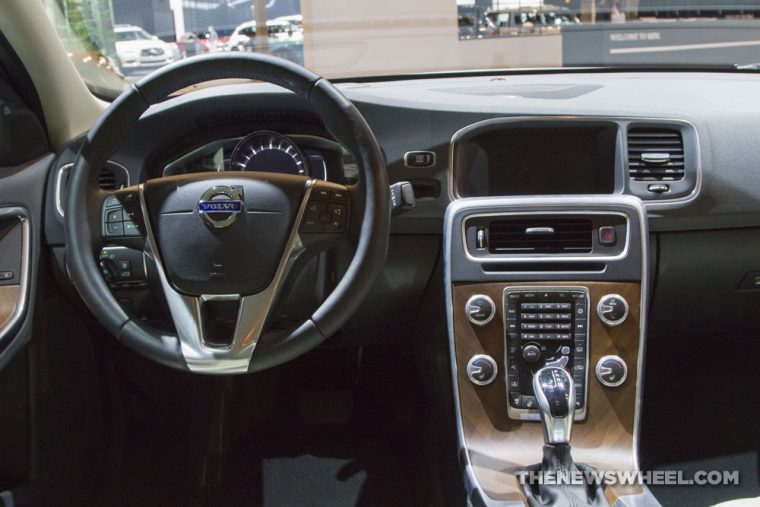 2017 Volvo S60 white sedan car on display Chicago Auto Show