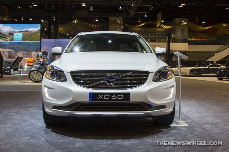 2017 Volvo XC60 white SUV on display Chicago Auto Show