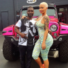 Celebrity model Amber Rose’s Jeep Wrangler has gone from bubble gum pink to chrome pink to army green