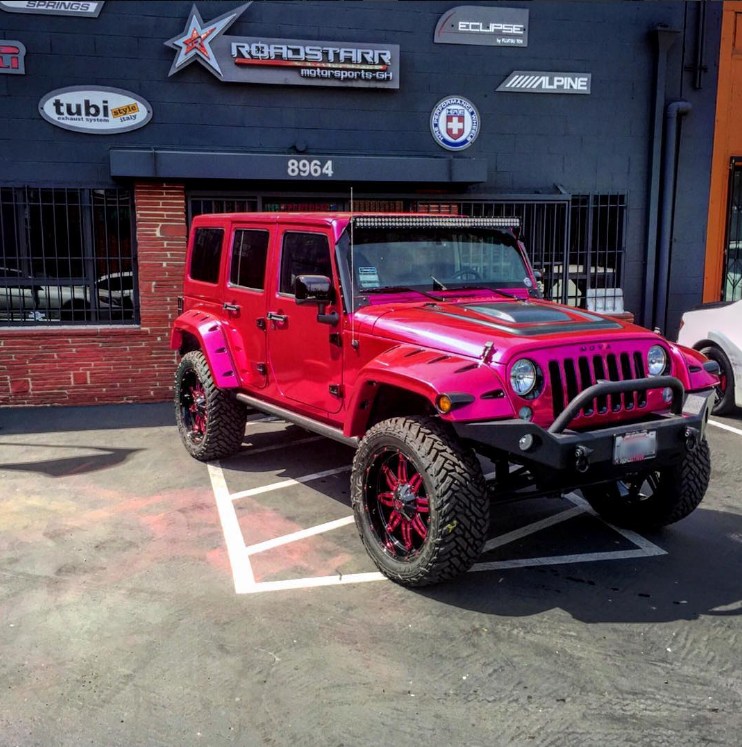 Celebrity model Amber Rose’s Jeep Wrangler has gone from bubble gum pink to...