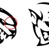 Dodge Hellcat Demon logo design similarities Brows