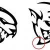 Dodge Hellcat Demon logo design similarities Chins